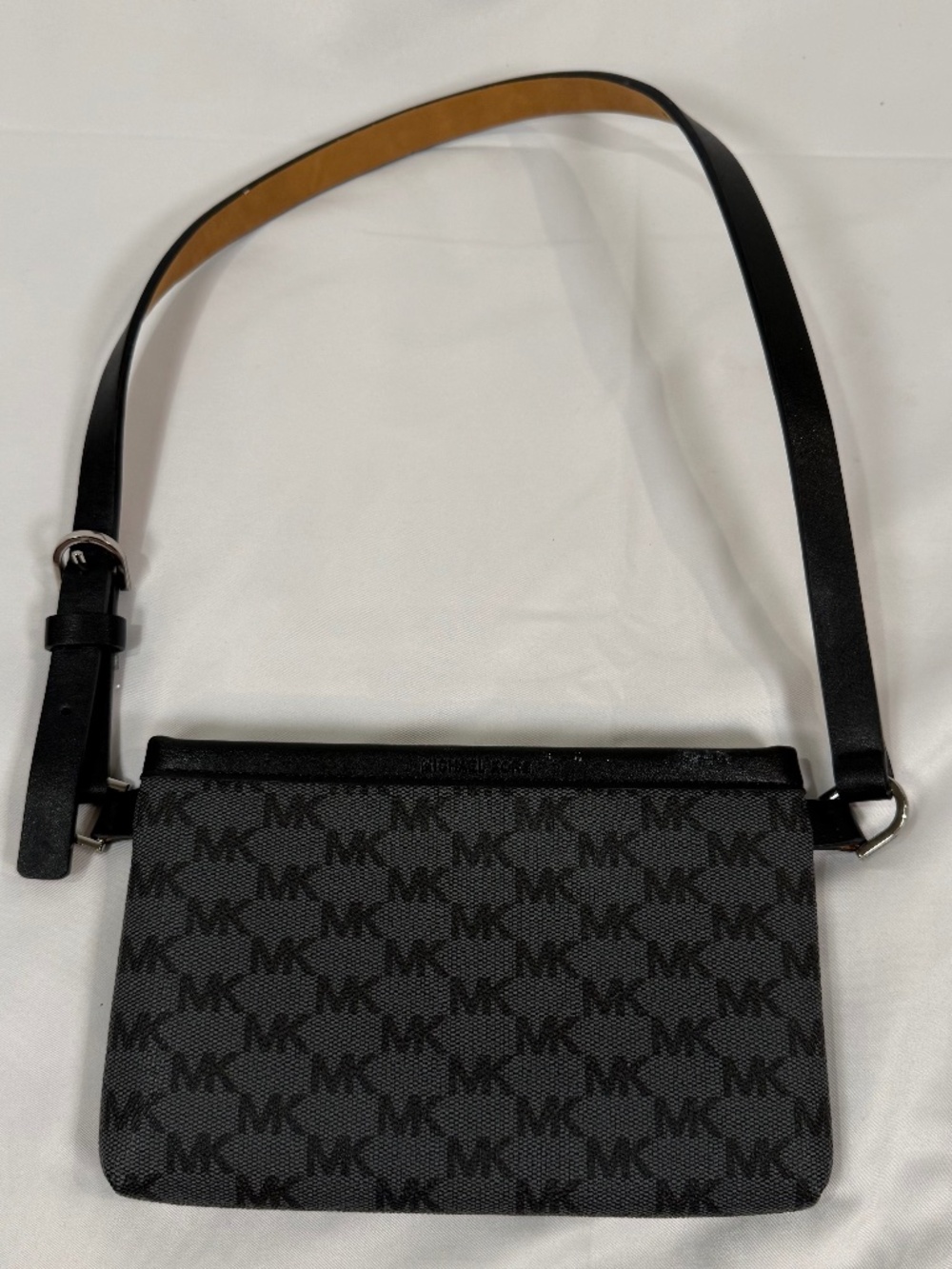 Michael Kors Gray MK Monogram Mini Pochette Shoulder Bag